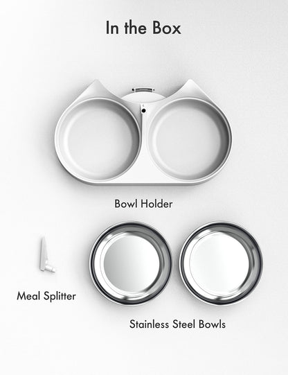 PETLIBRO Pet Food Splitter with Stainless Steel Bowls, Automatic Cat Feeder Bowls for Two Cats or Dogs, Suitable for PETLIBRO Automatic Cat Feeder PLAF005, PLAF006, PLAF103, PLAF203