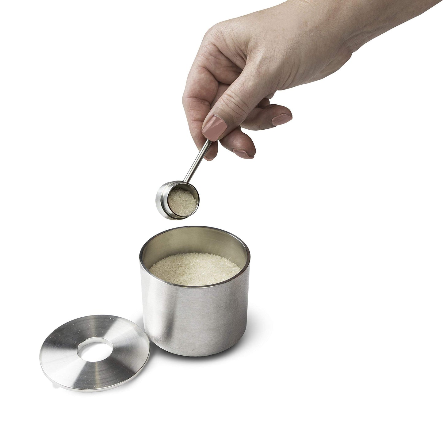 Grind Gourmet Salt Cellar, Spice Jars Stainless Steel, Storage Spice Jars Silver Cellar With Spoon Solid Stainless Steel Holder (Large, Silver)