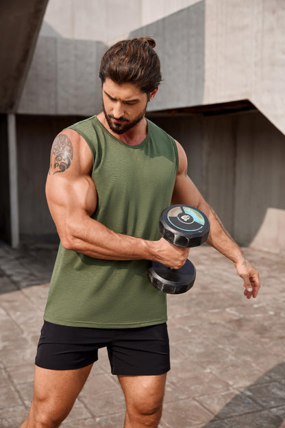 COOFANDY Boxing Shirts for Men Trainning 2 Pack Gym Tank Tops Sleeveless Workout T Shirts, Large BlackArmy Green