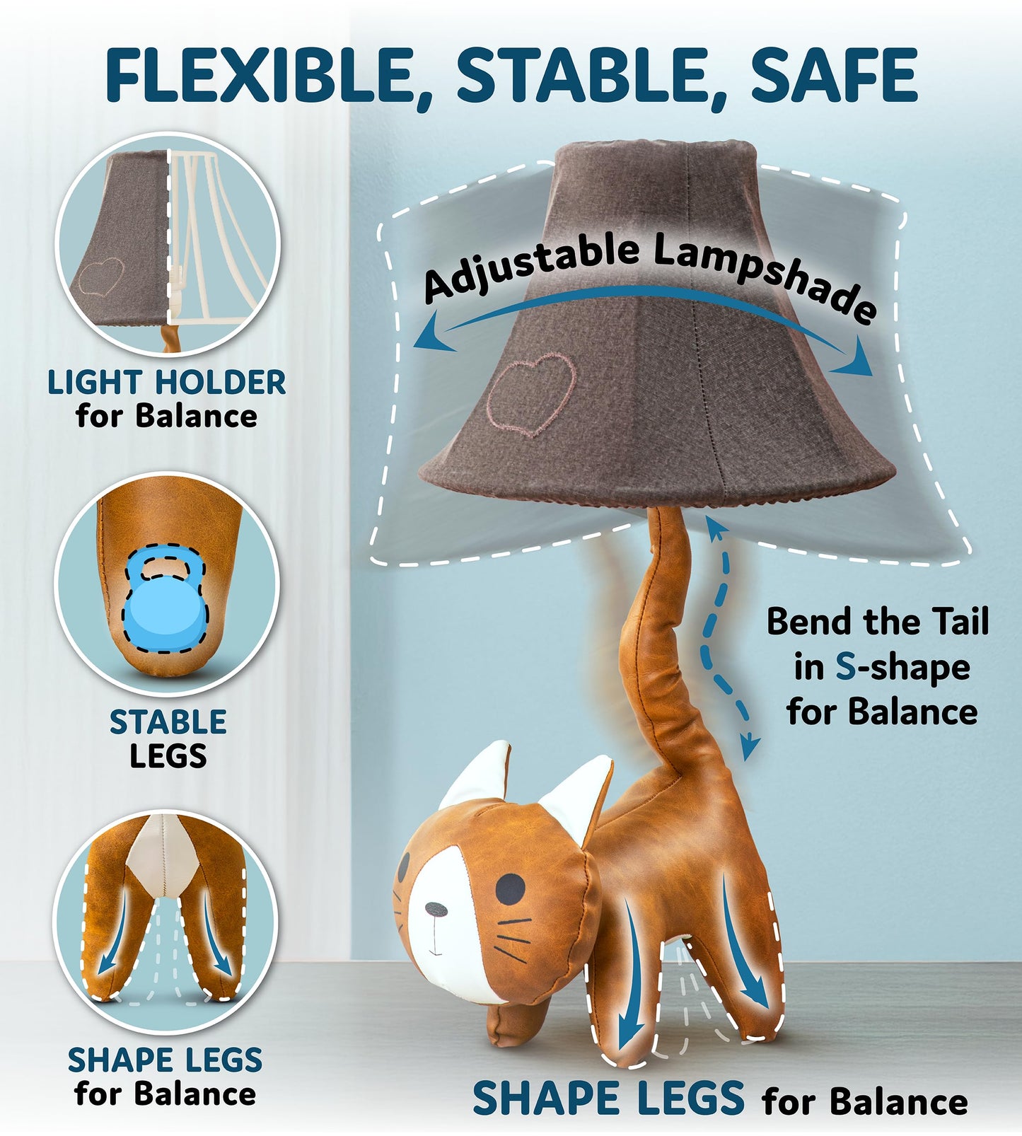 Cat Lamp for Girls Bedroom - 20", Animal Lamp for Kids Room - Cute Christmas Gifts, Birthday Gifts for All Ages: Toddler Boys, Children, Grandkids 3 4 5 and Up Years Old, Sister, Brother, Sibling