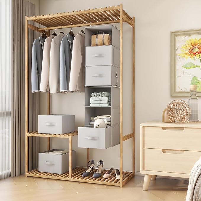 Twira 6-Shelf Hanging Closet Organizer, 2 Separable 3-Shelf Hanging Shelves