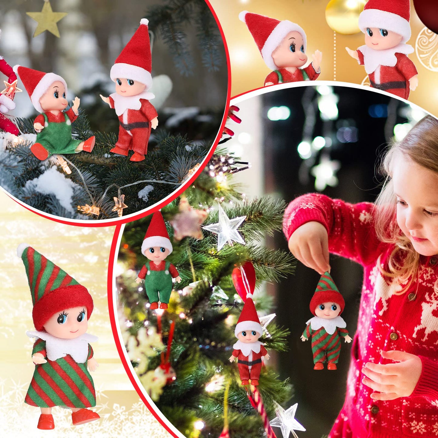 Sumind 11 Pieces Christmas Tiny Doll Plush Toys Baby Plush Dolls Novelty Toys Accessories for Little Girls Boys Holiday Christmas Easter New Year Decorations(Cute Style)
