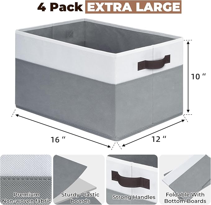 Criusia Extra Large Storage Bins 4 Pack