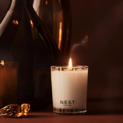 NEST New York Scented Votive Candle, Moroccan Amber - 2 oz - Up to 28-Hour Burn Time - Reusable Glass Vessel