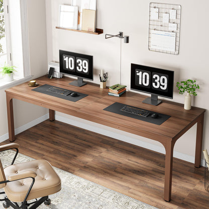 Tribesigns 78.7 Inches Extra Long Computer Desk 2 Person Desk, Double Long Desk, Workstaion for Home Office, Coffee Brown