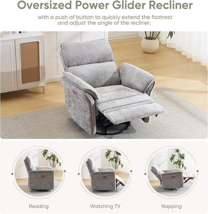 Oversized Power Recliner Chair Swivel Glider
