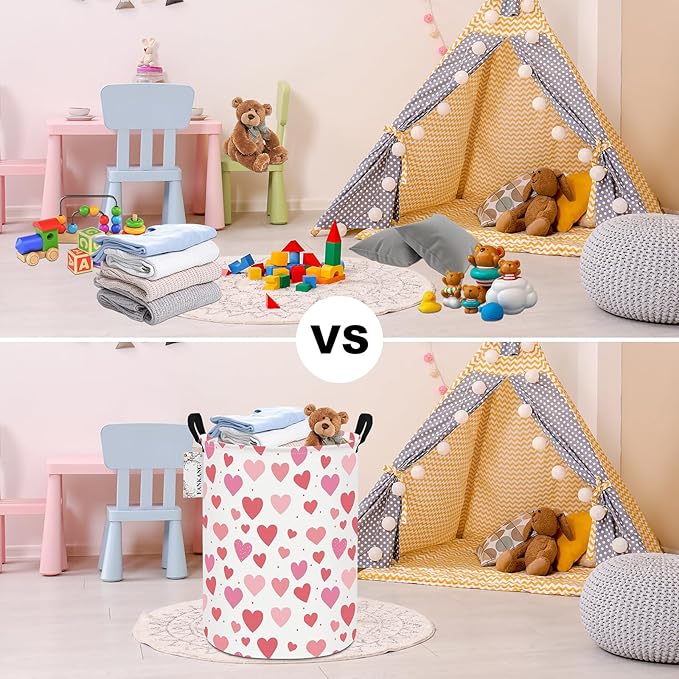 FANKANG Storage Basket, Nursery Hamper Canvas Laundry Basket Foldable
