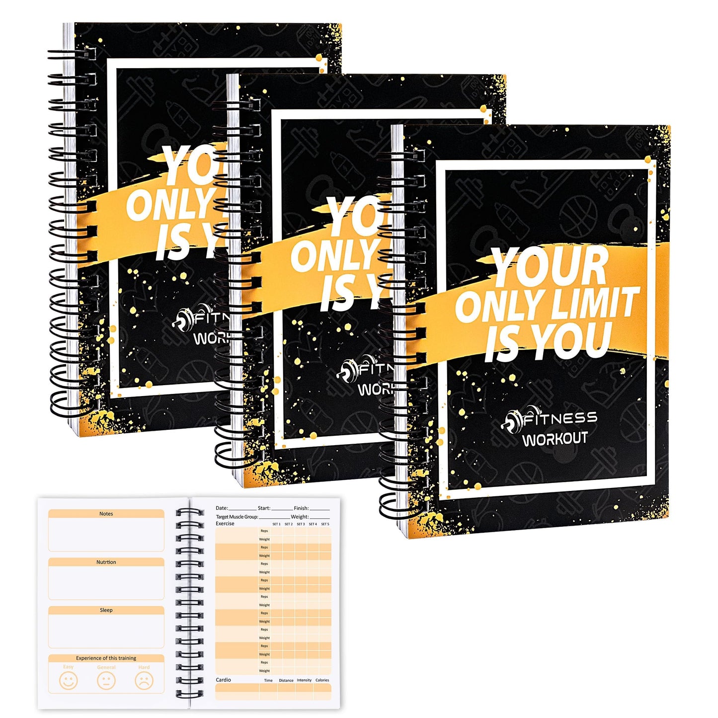 YHNTGB 3 PCS Fitness Tracker Journal Portable Workout Notebook 90-Day Exercise Planner for Record Your Daily Progress 5.5 x 3.93 inch