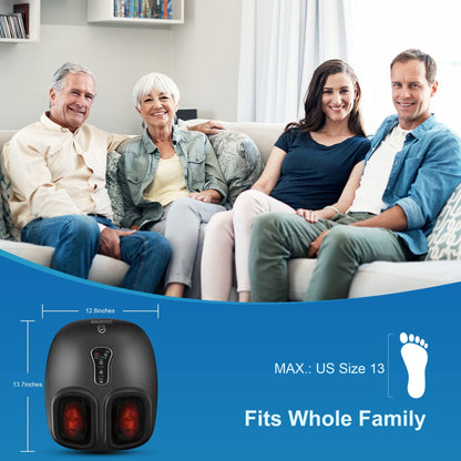 COMFIER Foot Massager with Heat,Kneading,Vibration,Compression,Pause Function,Shiatsu feet Massager for Plantar Fasciitis Neuropathy, Gifts for Him/Her,Remote Control,Size 13
