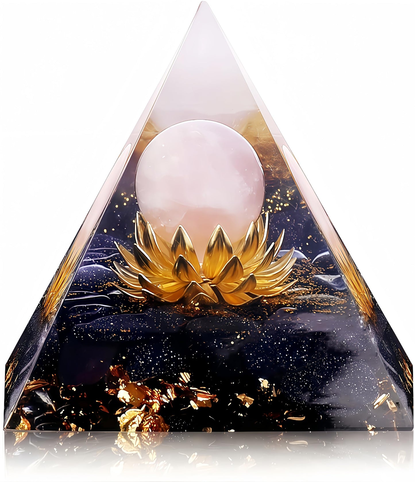 EternalOrgone New Inspirational Crystal Pyramid Orgone Pyramids Flower of Life Rose Quartz with Blue Standstone Reiki Charged Energy Pyramid Generator for Protection Meditation Orgonite Pyramids
