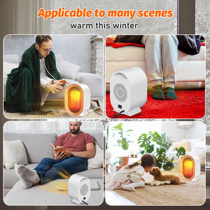 Electric Heater, Heaters for Home, 1200W Energy Efficient Space Silent Room Heater, Portable Ceramic Fan Heaters, Thermostat 2 Modes, Overheat & Tip Over Protection, for Bedroom, White
