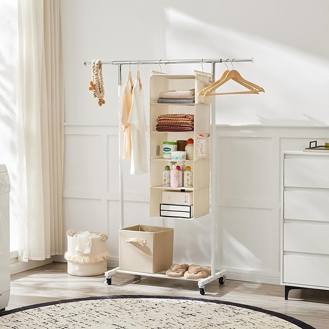 MAX Houser 5 Shelf Hanging Closet Organizer, Space Saver, Cloth Hanging Shelves