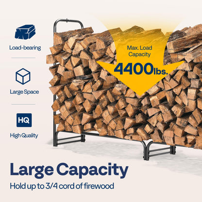 VIVOHOME 12ft Firewood Log Rack Cover, Heavy Duty 600D Oxford, Double Layer Outdoor Weather Resistant with 12 ft Heavy Duty Firewood Rack Outdoor with Cover, Fire Wood Storage Rack