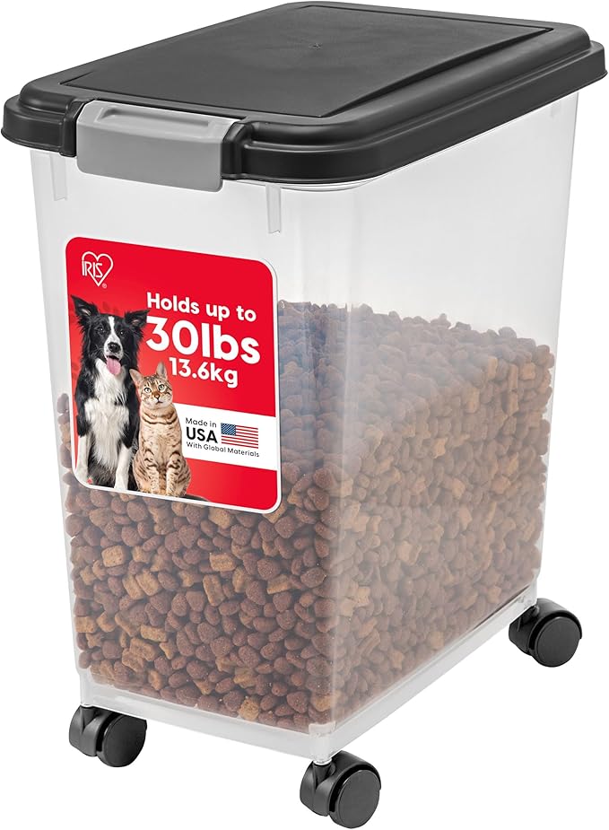 IRIS USA Airtight Dog Food Storage Container, Attachable Wheels,