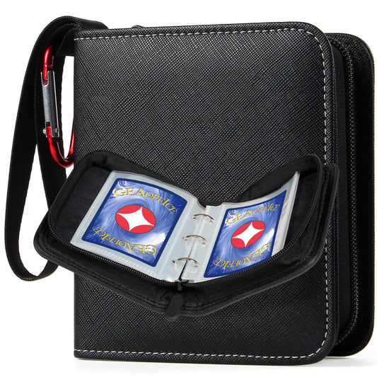 GEAoffice 1 Pocket Card Binder Mini Size, Super Lightweight Small Collectible Trading Card Albums for 80 Cards, 1 Pocket Top Loading Binder for TCG, MTG, Sports&Game Cards, Black