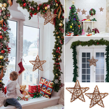 KUKLIPJIM 8 Pcs 12 Inch Star Shaped Natural Grapevine Wreath Set, Hand-Woven Vine Branch Wreaths for DIY Crafts, Christmas Decorations, Home & Event Styling