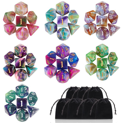 Surhugvy DND Dice Set, 7 X 7 (49 Pieces) Polyhedral Dice Set for Dungeons and Dragons DND RPG MTG Table Games with 7 Pack Black Bags