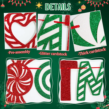 Candycane Christmas Banner, Holiday Party Decorations, Winter Candy Cane Decorations