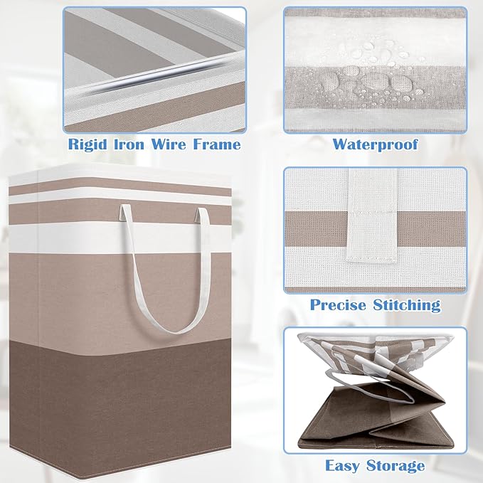 BlissTotes 3-Pack Laundry Basket, Freestanding＆Waterproof Laundry Hamper