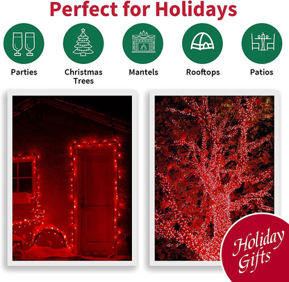 LAMPHOME Red Valentines Day Decor Lights,100 Count 19.6FT Mini Valentine's Lights,Red Christmas String Fairy Lights Outdoor Indoor Plug in for Room Party Wedding Tree Valentines Day Decorations
