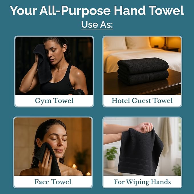 Black Hand Towels for Bathroom