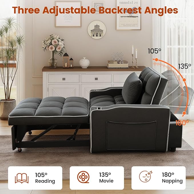Convertible Sleeper Chair Bed, Pull Out Chair Sleeper