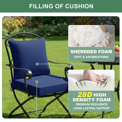Summsun Patio Chair Cushion Set with Removable Cover, Waterproof Backrest and Seat Cushion Set Replacement for Outdoor Furniture, 19 x 19 Inch, Navy, Set of 4