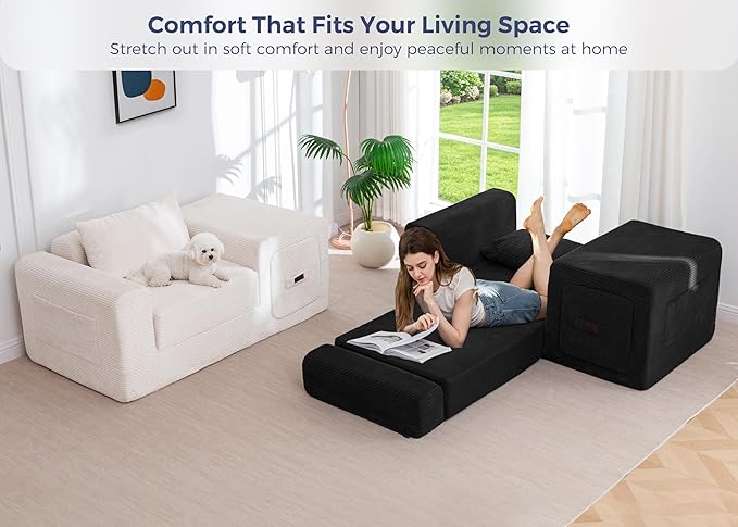 MAXYOYO Folding Sofa Couch, Convertible Floor Sofa