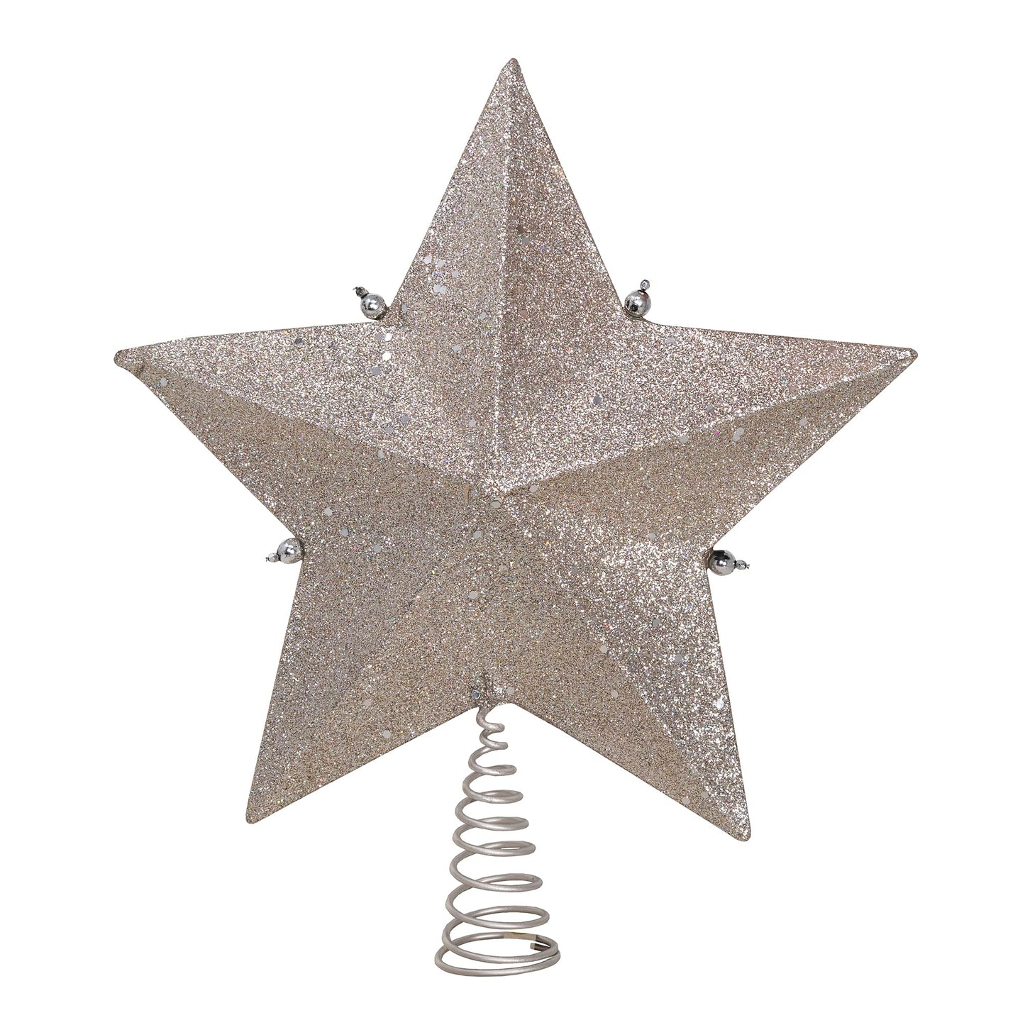 Kurt Adler Star Treetop with Ivory Pearls and Platinum Glass Glitter, 13.5-Inch