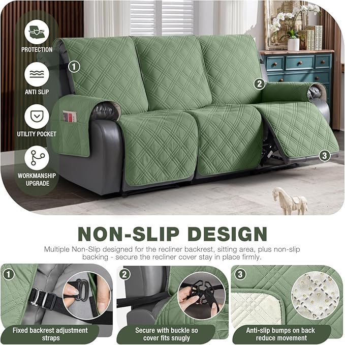 TAOCOCO 100% Waterproof Recliner Sofa Cover, Non Slip Split Couch Covers