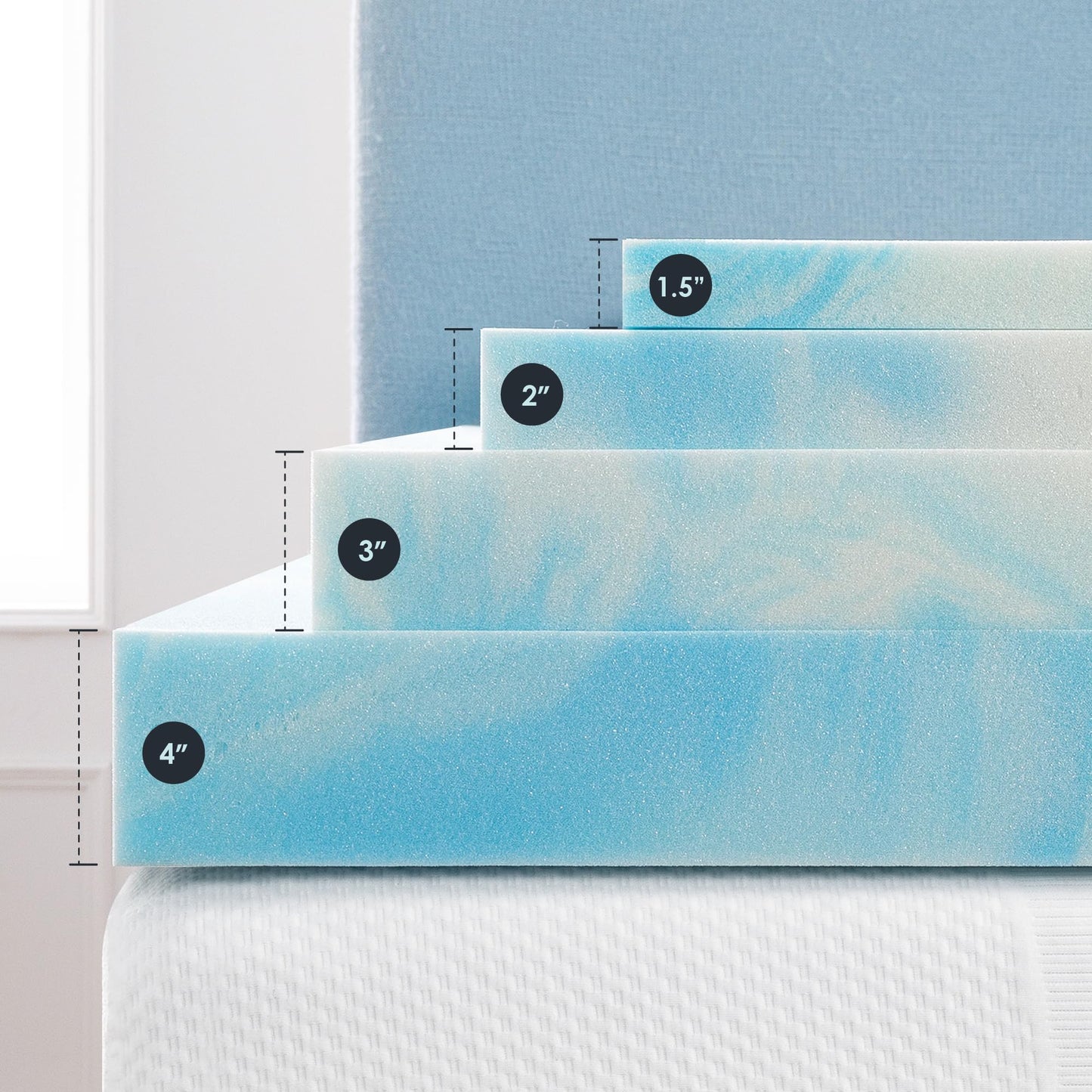 Best Price Mattress 1.5 Inch Swirl Gel AeroBreeze Cooling Air Flow Memory Foam Mattress Topper, Dorm Essentials, Twin