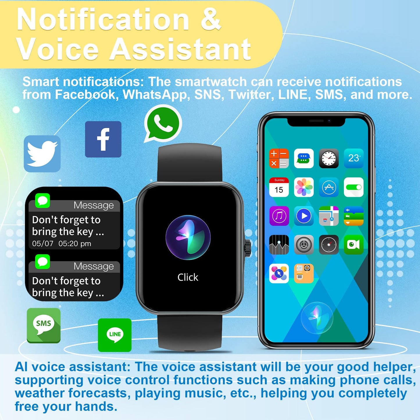 Smart Fitness Tracker Watch for Adults, Sport Smartwatch with Heart Rate Blood Oxygen 37 Exercise Modes Step Counter Phone Calls Siri Recall App Notifications Music Sleep Monitoring for Men Women