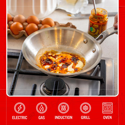 Heritage Steel Eater Series 8.5 Inch Frying Pan | Made in USA | 5-Ply Fully Clad Stainless Steel | Stay Cool Handle Design | Induction Ready & Non-Toxic
