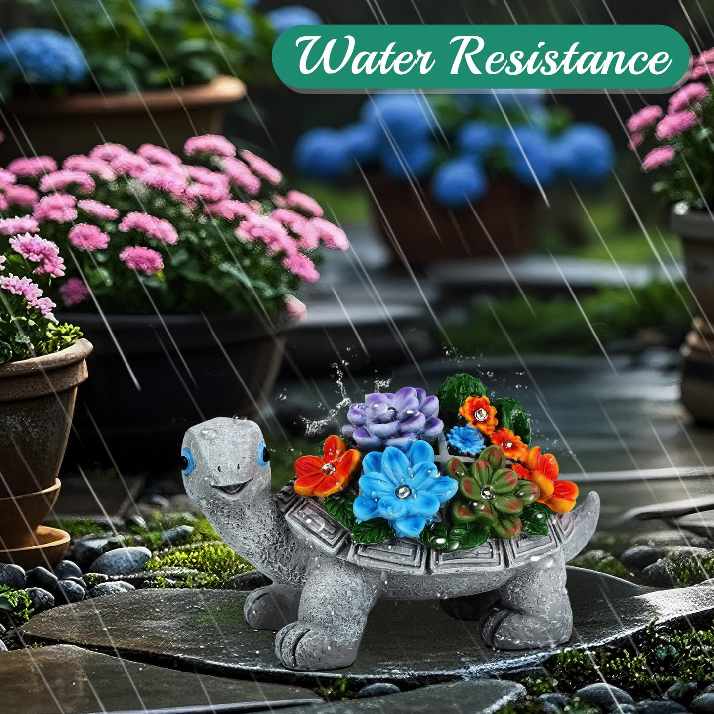 Linkax Solar Garden Decor for Outside Yard Decoration Outdoor Home Patio, House Warming Gifts New Home, Birthday Gifts for Women Mom Grandma, Turtle Statues with Succulent and 7 LED Lights