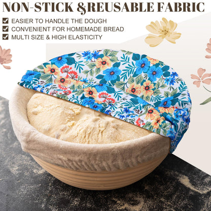 10 Pack Cloth Bowl Covers for Bread Rising - 5 Size Stretch Elastic Food Storage Container Lids - Reusable Fabric Covers for Food, Fruits, Leftovers (Flower)