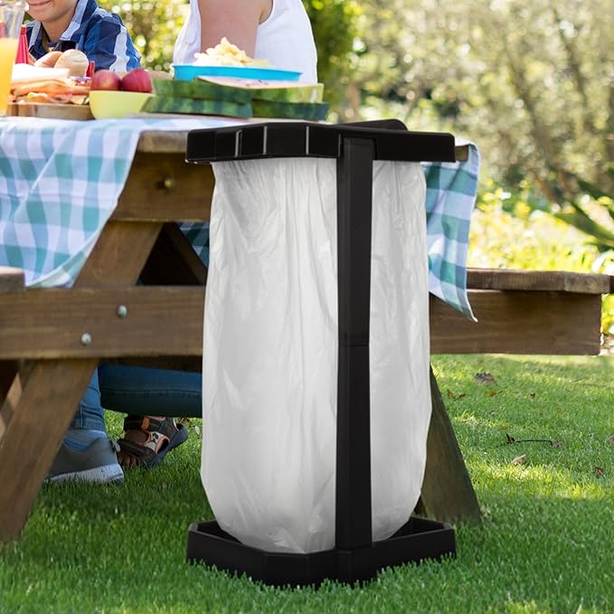 Wakeman Heavy Duty Black Trash Bag Portable Trash Bag Holder Stand