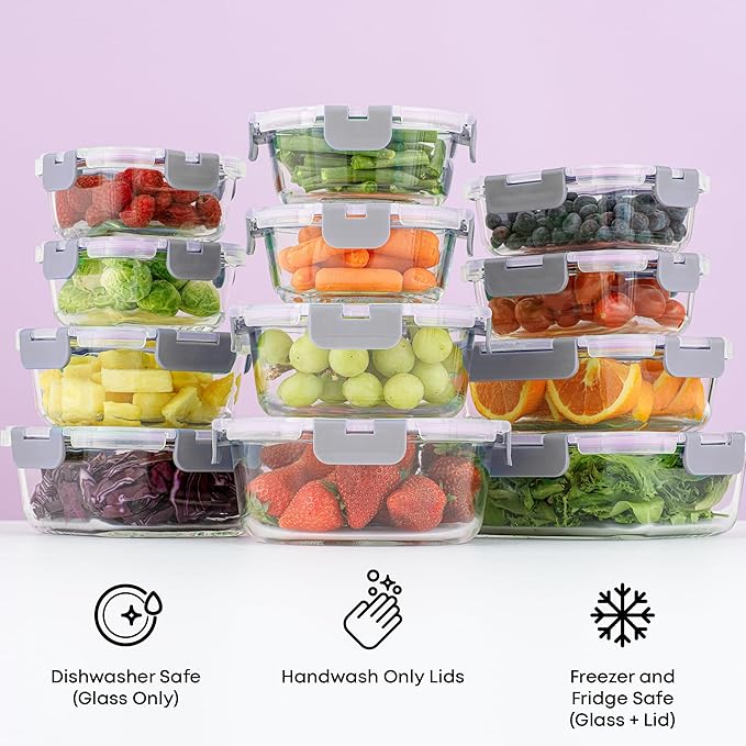 JoyJolt 24pc Borosilicate Glass Storage Containers