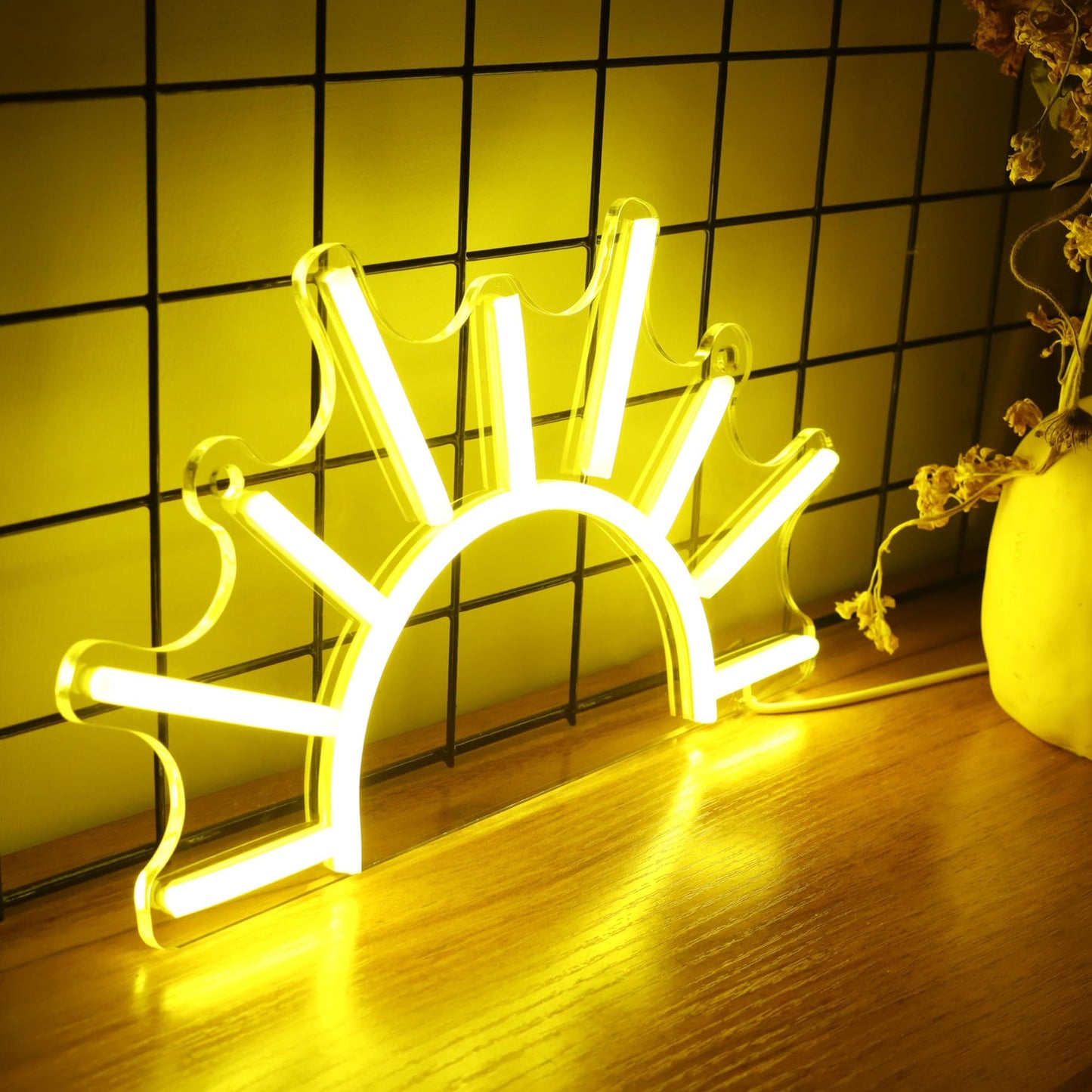 Attivolife Sunrise Neon Sign for Wall Decor, Sunset Night Light with Dimmable, Light up Sun LED Acrylic Bedroom Home Lamp, Best Gifts for Birthday Party Christmas Wedding Bar Aesthetic(Golden Yellow)