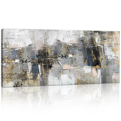 FajerminArt Large Framed Canvas Wall Art Abstract Grey Painting on Canvas Printed Picture Poster Wall Art for Living Room Bedroom Wall Decor Ready To Hang 20" x 48"/ 120cm x 50cm