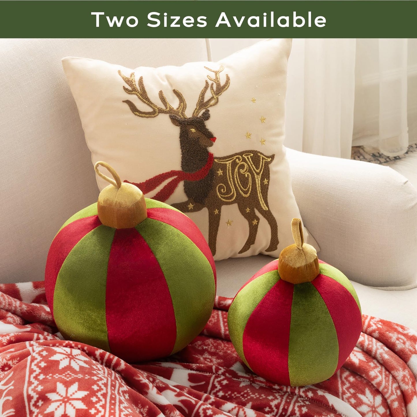 Ashler Merry Christmas Bell-Shaped Pillow, 11x11 Inch Velvet Hangable Decorative Holiday Pillow for Xmas Tree, Couch, Living Room, Bed, Yellow