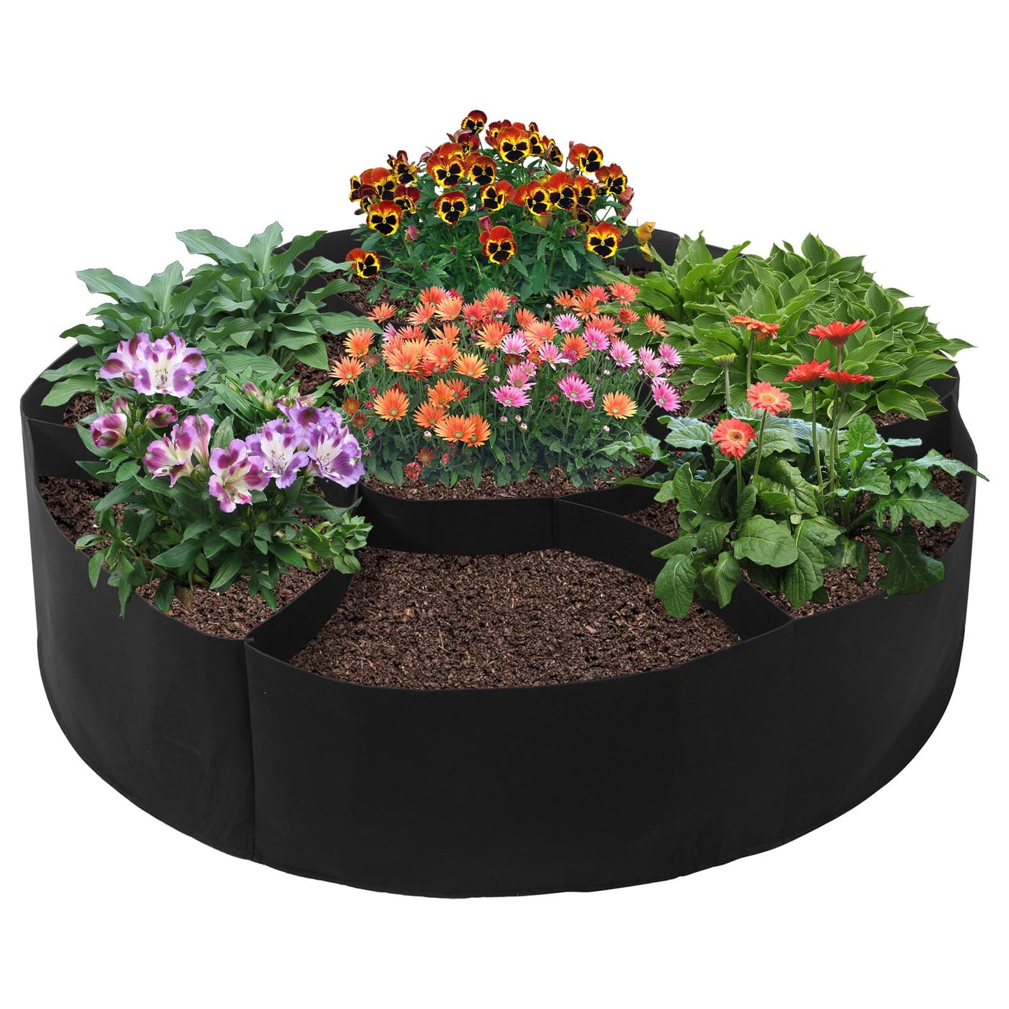 LITLANDSTAR 100 Gallon Plant Grow Bags, Heavy Duty Thickened Nonwoven Fabric Pots Round Raised Garden Beds Planter Pots with 7 Grids, Breathable Growing Bags for Indoor and Outdoor Planting