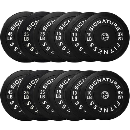 Fitvids 2-Inch Olympic Rubber Weight Plates Sets, Bumper Plates Set for Strength Training, 280 Lbs Set, Black