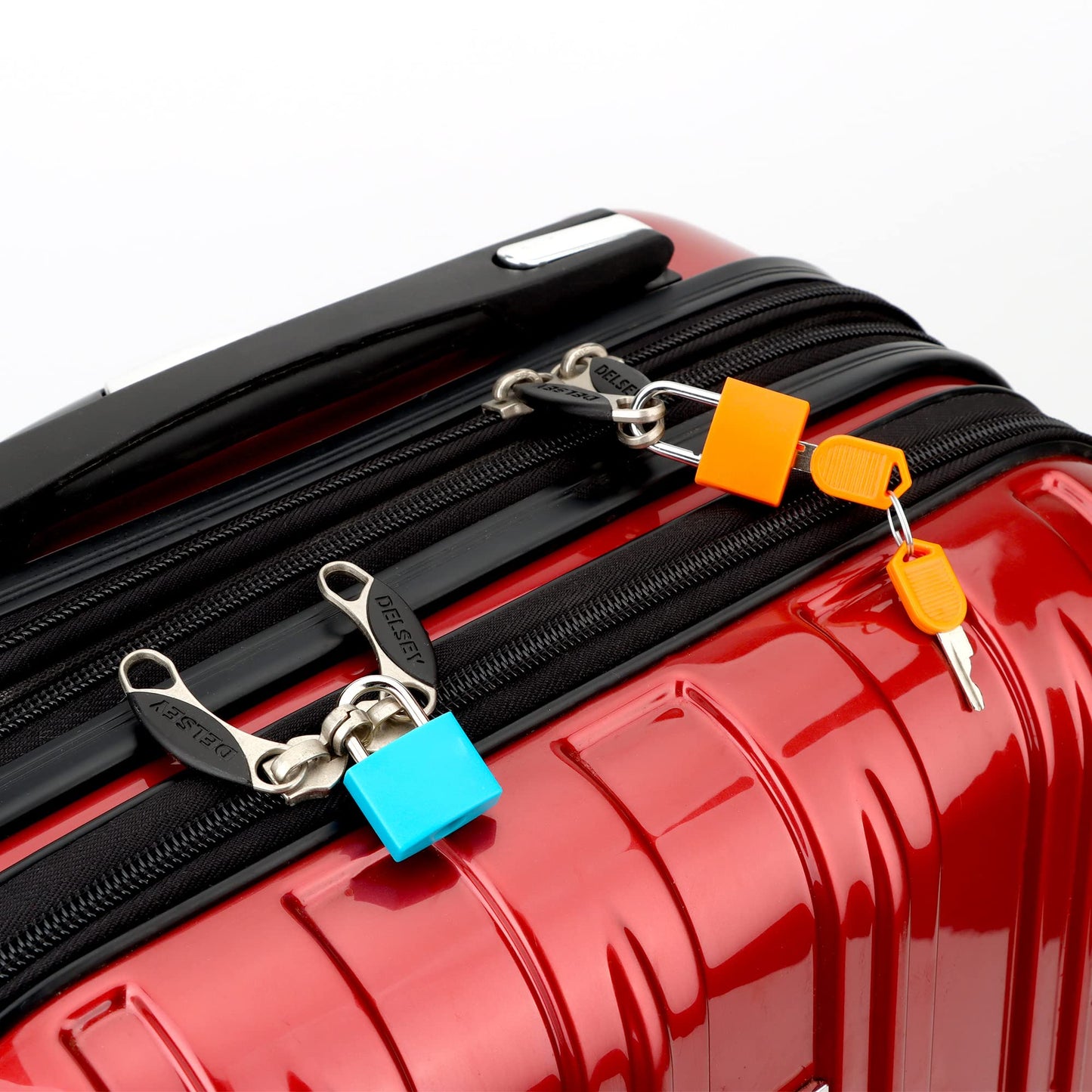 4 Pcs Suitcase Locks with Keys Multicolor Mini Keyed Padlock Febwind Metal Padlock Luggage Padlocks Plastic-Covered Copper Keyed Padlock for Suitcase, Backpack, Boxes, Laptop Bag