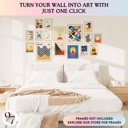 97 Decor Large 11x14 Bauhaus Wall Art Prints - Large Abstract Wall Art Decor, Mid Century Modern Art Wall Decoration, Bauhaus Poster Modern Painting Geometric Pictures For Bedroom Living Room (unframed)