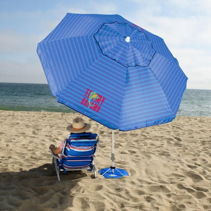 Tommy Bahama 8 ft Beach Umbrella with wind vent and sand anchor- Rich blue