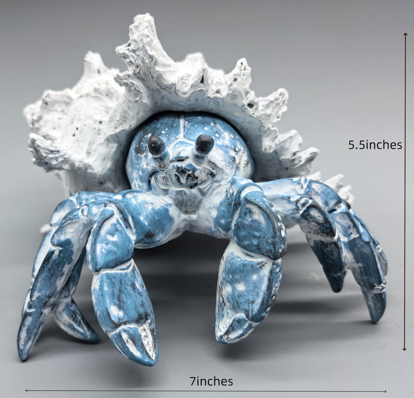 VVGIFTS Blue Hermit Crab with Shell Resin Figurine Beach Coastal Decor Sculpture Statue for Home Office Desk Tabletop Shelf Bathroom Decoration Ornament Gift