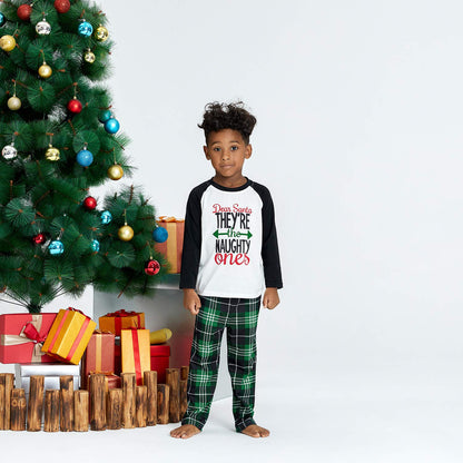 IFFEI Matching Family Pajamas Sets Christmas PJ's Letter Print Top and Plaid Bottom Sleepwear Jammies with Pockets Women: M