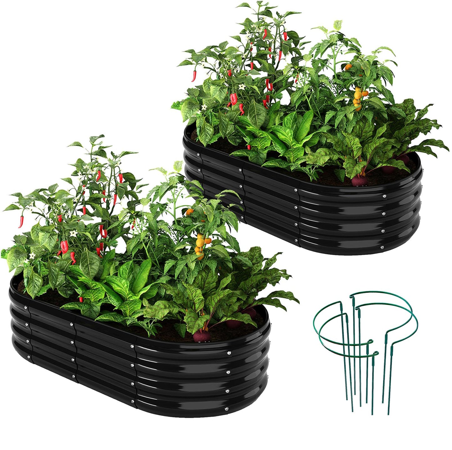 ZFHgarden Galvanized Metal Planter Raised Garden Bed Kit for Gardening Outdoor，4x2x1ft 2 Planter Grow Garden Box Raised Flower Bed，Long Vegetable Clearance Herb Raised Garden Beds for Gardening Black