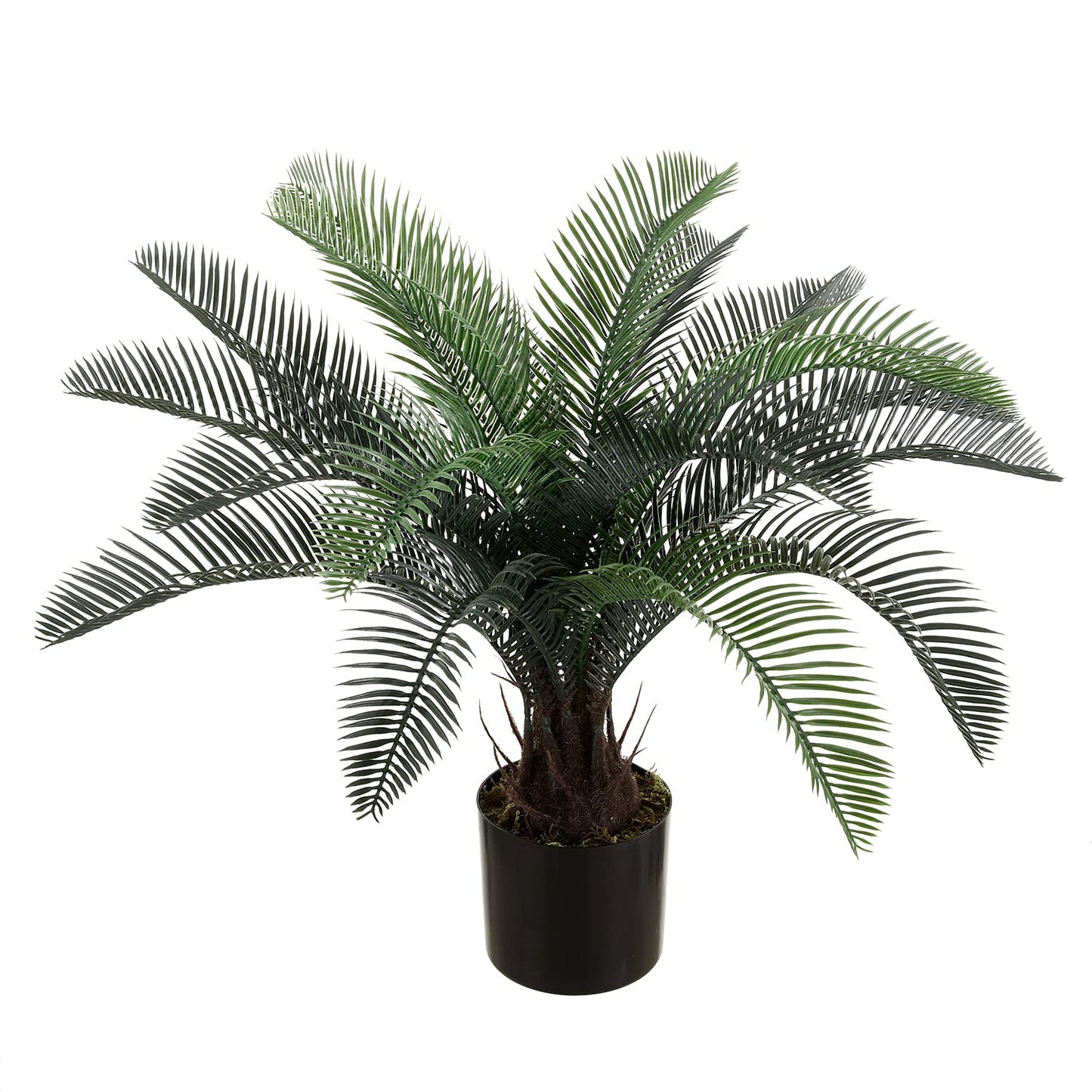 ALLTOP TURF Nearly Natural 20" Artificial Cycas Plant(18 Leaves) Fake Revoluta Sago Palm Tree for Indoor Home Garden Office Store Floor Decoration, with Black Pot