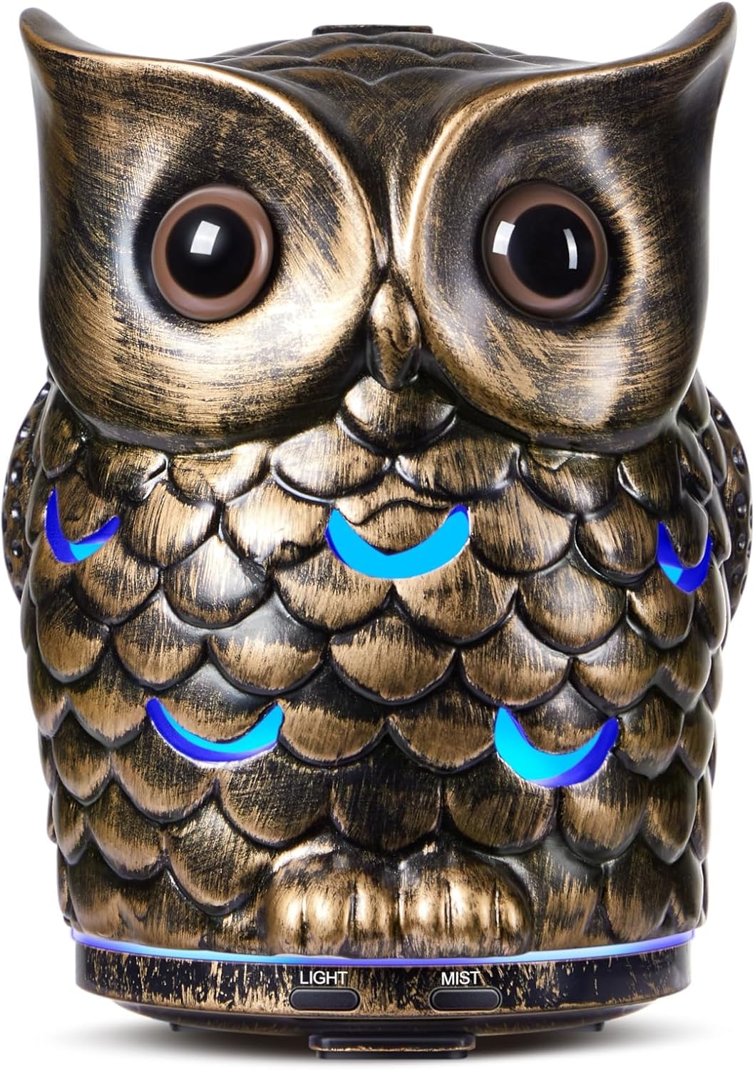 Alieye Ceramic Essential Oil Diffuser, 200ML Handcrafted Ceramic Owl Ultrasonic Cool Mist Aromatherapy Humidifier with 7 Colors LED Waterless Auto Shut Off for Home Office Yoga, Gifts for Mom, Brown